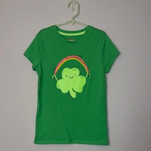 Cat & Jack Green Shamrock Tee with Rainbow